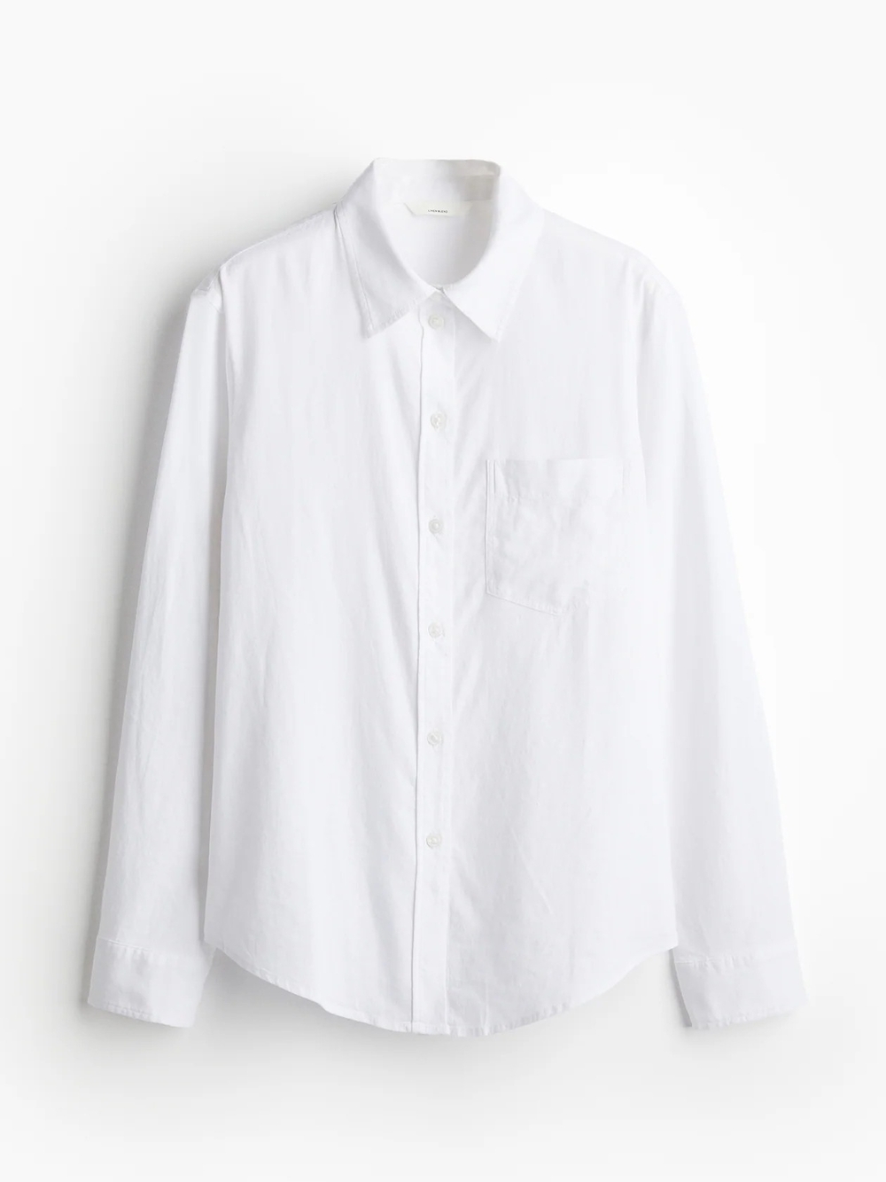 H&M / Lindex White Linen Blend Long Sleeve Button-Down Shirt - Size S